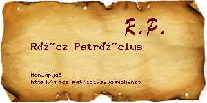 Rácz Patrícius névjegykártya